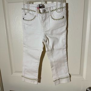 Matilda Jane White Jeans with diamonds embroidered Girls Size 6